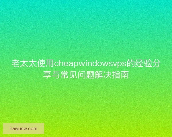 老太太使用cheapwindowsvps的经验分享与常见问题解决指南