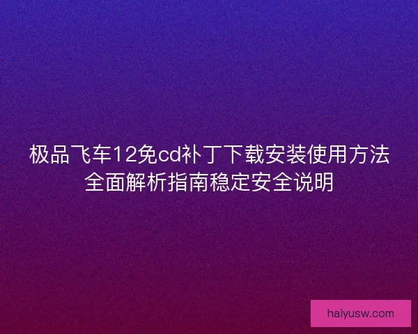 极品飞车12免cd补丁下载安装使用方法全面解析指南稳定安全说明